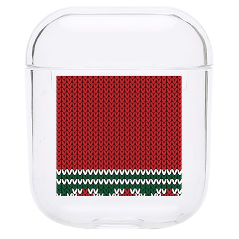 Christmas Pattern, Fabric Texture, Knitted Red Background Hard PC AirPods 1/2 Case from UrbanLoad.com Front