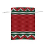 Christmas Pattern, Fabric Texture, Knitted Red Background Lightweight Drawstring Pouch (L)