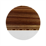 Christmas Pattern, Fabric Texture, Knitted Red Background Marble Wood Coaster (Round)