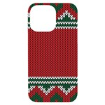 Christmas Pattern, Fabric Texture, Knitted Red Background iPhone 14 Pro Max Black UV Print Case