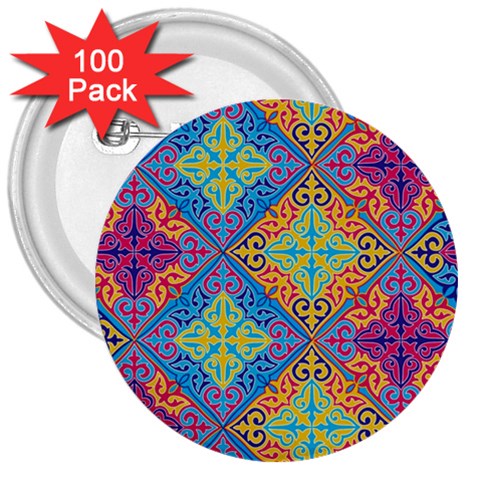Colorful Floral Ornament, Floral Patterns 3  Buttons (100 pack)  from UrbanLoad.com Front