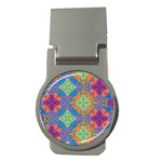 Colorful Floral Ornament, Floral Patterns Money Clips (Round) 