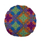 Colorful Floral Ornament, Floral Patterns Standard 15  Premium Round Cushions