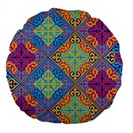 Colorful Floral Ornament, Floral Patterns Large 18  Premium Round Cushions