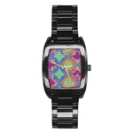 Colorful Floral Ornament, Floral Patterns Stainless Steel Barrel Watch