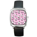 Cute Hello Kitty Collage, Cute Hello Kitty Square Metal Watch