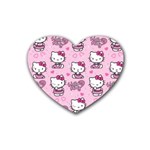 Cute Hello Kitty Collage, Cute Hello Kitty Rubber Heart Coaster (4 pack)