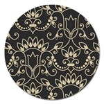 Decorative Ornament Texture, Retro Floral Texture, Vintage Texture, Gray Magnet 5  (Round)