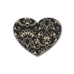 Decorative Ornament Texture, Retro Floral Texture, Vintage Texture, Gray Rubber Heart Coaster (4 pack)
