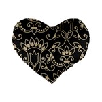 Decorative Ornament Texture, Retro Floral Texture, Vintage Texture, Gray Standard 16  Premium Heart Shape Cushions