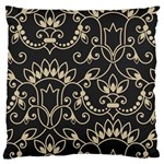 Decorative Ornament Texture, Retro Floral Texture, Vintage Texture, Gray Large Premium Plush Fleece Cushion Case (One Side)