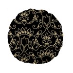 Decorative Ornament Texture, Retro Floral Texture, Vintage Texture, Gray Standard 15  Premium Flano Round Cushions