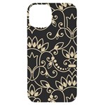 Decorative Ornament Texture, Retro Floral Texture, Vintage Texture, Gray iPhone 14 Black UV Print Case