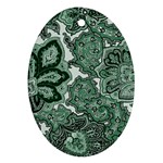 Green Ornament Texture, Green Flowers Retro Background Ornament (Oval)