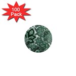 Green Ornament Texture, Green Flowers Retro Background 1  Mini Magnets (100 pack) 