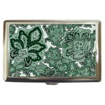 Green Ornament Texture, Green Flowers Retro Background Cigarette Money Case
