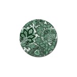 Green Ornament Texture, Green Flowers Retro Background Golf Ball Marker