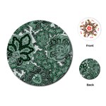 Green Ornament Texture, Green Flowers Retro Background Playing Cards Single Design (Round)