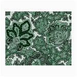 Green Ornament Texture, Green Flowers Retro Background Small Glasses Cloth (2 Sides)