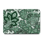 Green Ornament Texture, Green Flowers Retro Background Small Doormat