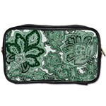 Green Ornament Texture, Green Flowers Retro Background Toiletries Bag (Two Sides)