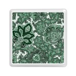 Green Ornament Texture, Green Flowers Retro Background Memory Card Reader (Square)