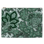 Green Ornament Texture, Green Flowers Retro Background Cosmetic Bag (XXL)
