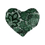 Green Ornament Texture, Green Flowers Retro Background Standard 16  Premium Heart Shape Cushions