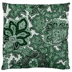 Green Ornament Texture, Green Flowers Retro Background Large Premium Plush Fleece Cushion Case (One Side)