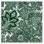 Green Ornament Texture, Green Flowers Retro Background Square Satin Scarf (36  x 36 )
