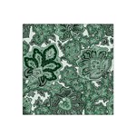 Green Ornament Texture, Green Flowers Retro Background Satin Bandana Scarf 22  x 22 