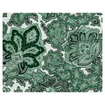 Green Ornament Texture, Green Flowers Retro Background Premium Plush Fleece Blanket (Medium)