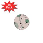 Plants Pattern Design Branches Branch Leaves Botanical Boho Bohemian Texture Drawing Circles Nature 1  Mini Buttons (10 pack) 