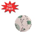Plants Pattern Design Branches Branch Leaves Botanical Boho Bohemian Texture Drawing Circles Nature 1  Mini Magnets (100 pack) 