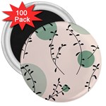 Plants Pattern Design Branches Branch Leaves Botanical Boho Bohemian Texture Drawing Circles Nature 3  Magnets (100 pack)