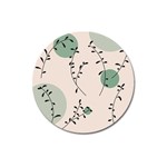 Plants Pattern Design Branches Branch Leaves Botanical Boho Bohemian Texture Drawing Circles Nature Magnet 3  (Round)