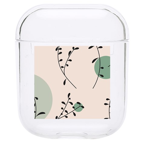 Plants Pattern Design Branches Branch Leaves Botanical Boho Bohemian Texture Drawing Circles Nature Hard PC AirPods 1/2 Case from UrbanLoad.com Front