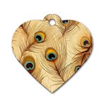 Vintage Peacock Feather Peacock Feather Pattern Background Nature Bird Nature Dog Tag Heart (Two Sides)