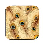 Vintage Peacock Feather Peacock Feather Pattern Background Nature Bird Nature Square Metal Box (Black)
