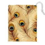 Vintage Peacock Feather Peacock Feather Pattern Background Nature Bird Nature Drawstring Pouch (4XL)