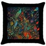 Flowers Trees Forest Mystical Forest Nature Background Landscape Throw Pillow Case (Black)
