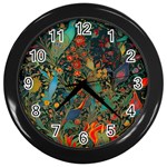 Flowers Trees Forest Mystical Forest Nature Background Landscape Wall Clock (Black)