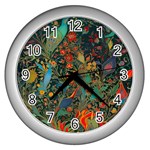 Flowers Trees Forest Mystical Forest Nature Background Landscape Wall Clock (Silver)