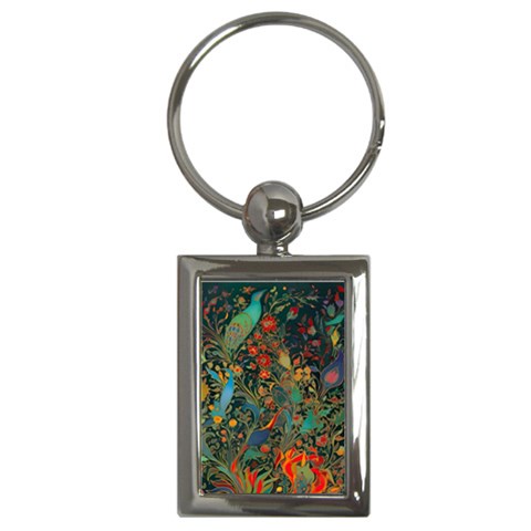 Flowers Trees Forest Mystical Forest Nature Background Landscape Key Chain (Rectangle) from UrbanLoad.com Front
