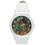 Flowers Trees Forest Mystical Forest Nature Background Landscape Round Plastic Sport Watch (M)