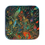 Flowers Trees Forest Mystical Forest Nature Background Landscape Square Metal Box (Black)