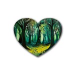 Trees Forest Mystical Forest Nature Junk Journal Landscape Nature Rubber Heart Coaster (4 pack)