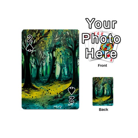 Trees Forest Mystical Forest Nature Junk Journal Landscape Nature Playing Cards 54 Designs (Mini) from UrbanLoad.com Front - Spade2