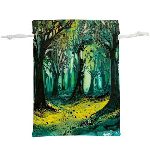 Trees Forest Mystical Forest Nature Junk Journal Landscape Nature Lightweight Drawstring Pouch (XL) from UrbanLoad.com Front