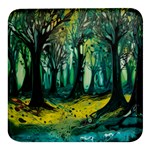 Trees Forest Mystical Forest Nature Junk Journal Landscape Nature Square Glass Fridge Magnet (4 pack)